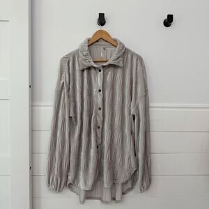 Women’s Free People My Best Top Velvet Button Front Top In Winter Fog Size S